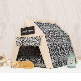 Waterproof Dog Tent: OEM 100% Cotton Canvas Pet Teepee Tent Colorful Wave Collapsible 06-0963 petgoodsfactory.com