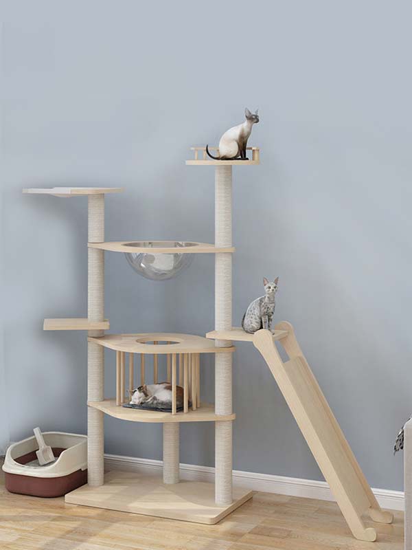 Wholesale pine solid wood multilayer board cat tree cat tower cat climbing frame 105-212 petgoodsfactory.com