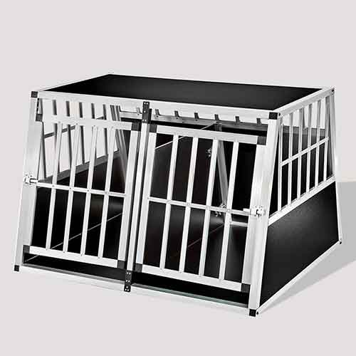 Large Double Door Dog cage With Separate board 06-0778 Aluminum Dog cage: Pet Products, Dog Goods Large Double Door Dog cage