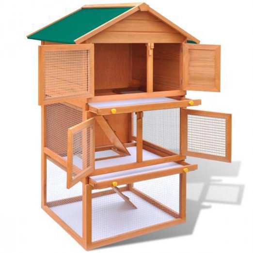 Two Layers Wooden Rabbit Cage Outdoor Pet House Large House for Rabbits Rabbit Cage & Wood, Wooden Rabbit House pet cage