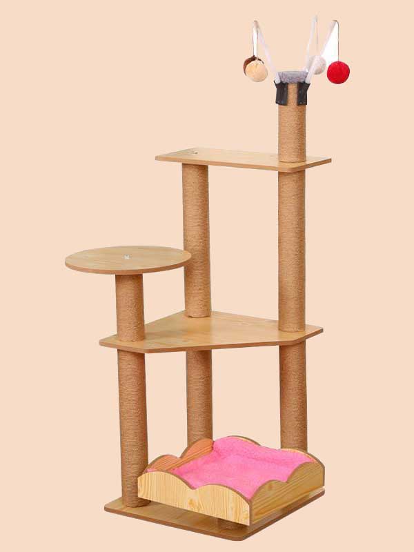 Factory OEM Wholesale Multi-level Luxury Density board Wooden Cat Condo Tree House Cat Furniture 06-1168 Cat Trees: Tower & Pet Furniture Products Big Cat Tree