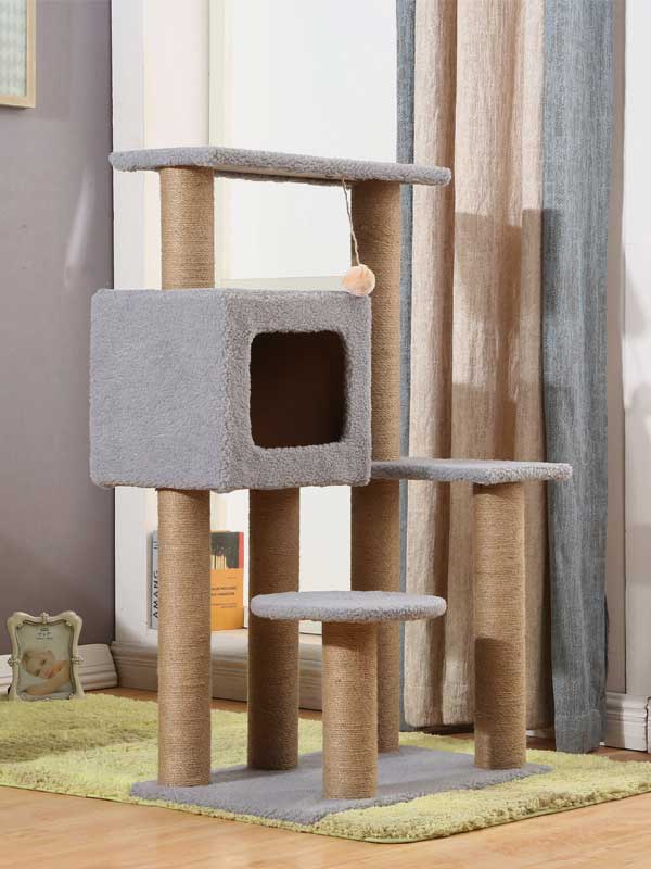 Factory OEM Wholesale Particle Board Cat Tree Gray Pet Toys Big Cat Condo 06-1173 Cat Trees: Tower & Pet Furniture Products Big Cat Tree