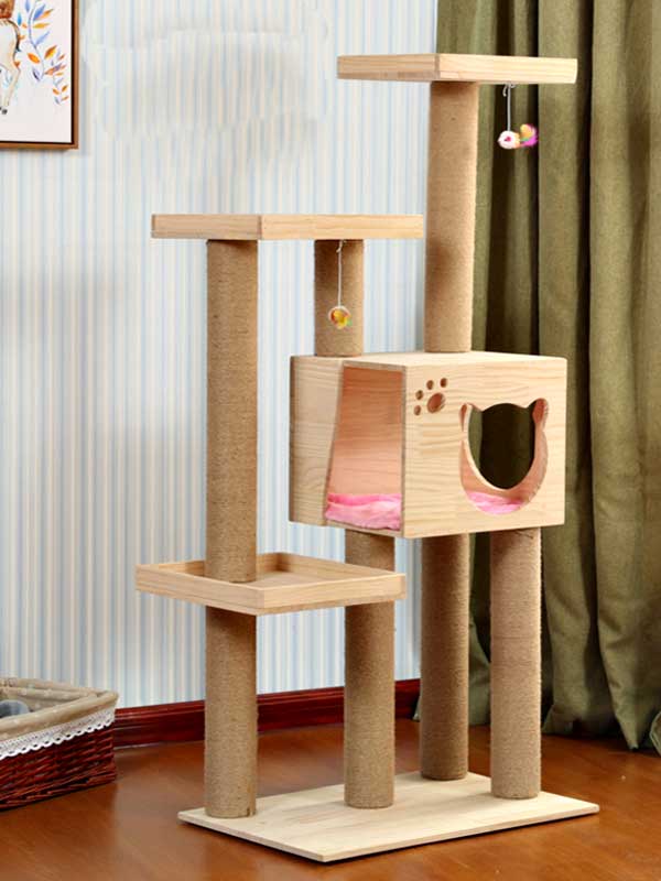 Venda por atacado de madeira maciça para gato, árvore, estrutura de escalada, placa de madeira 06-1167 petgoodsfactory.com
