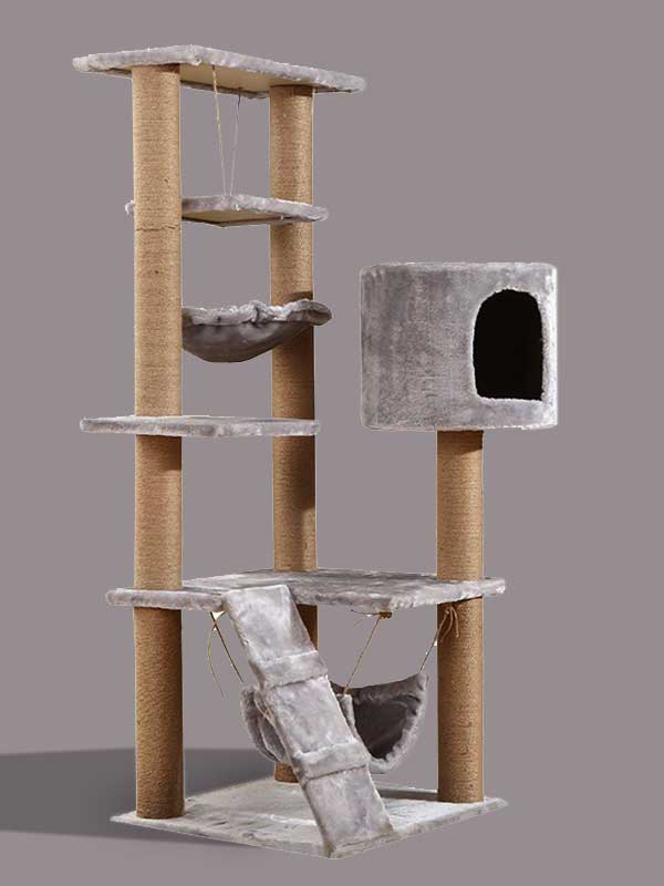 A estrutura de escalada para gatos em árvore de flanela multicamadas OEM de fábrica tem sala para gatos grandes 06-1172 petgoodsfactory.com