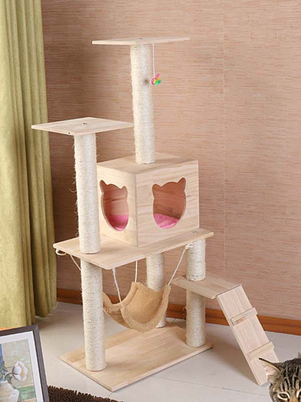 Árvore de madeira para gatos OEM – sala para gatos com estrutura de escalada para gatos 06-1160 petgoodsfactory.com
