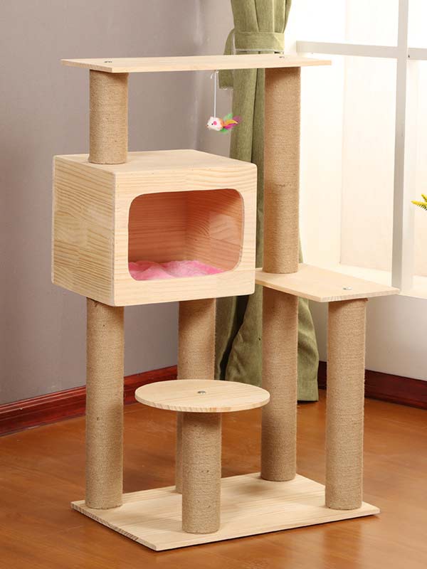 Melhor gato árvore pinho corda de cânhamo coluna escada gato casa quente brinquedo para gato 06-1165 petgoodsfactory.com