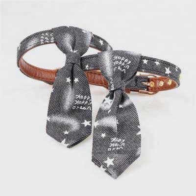 Fashion Dog Collar: Cowboy Bowtie Style Fabric 06-0616 Pet Collars Leashes bling dog collar