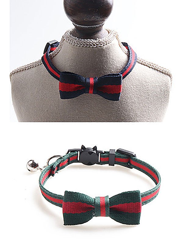 Manufacturer Wholesale Classic Color Plaid Design Cat Collar With Bowknot Bell 06-1610 Dog collars: Pet collars and other pet accessories 06-1610