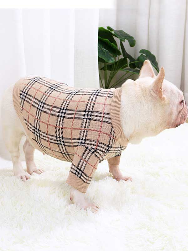 GMTPET Pug dog fat dog core yarn wool autumn and winter new warm winter plaid fighting Bulldog sweater clothes 107-222020 petgoodsfactory.com