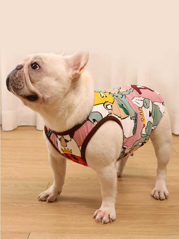 GMTPET French Spring and summer thin dog vest cotton cartoon fat dog bulldog pug dog wearing French fighting summer vest 107-222038 Pet products factory wholesaler, OEM Manufacturer & Supplier petgoodsfactory.com