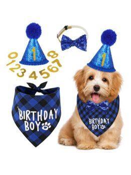 Pet party decoration set dog birthday scarf hat bow tie dog birthday decoration supplies 118-37011 petgoodsfactory.com