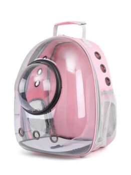 Transparent pink pet cat backpack with hood 103-45032 petgoodsfactory.com