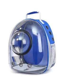Transparent blue pet cat backpack with hood 103-45033 petgoodsfactory.com