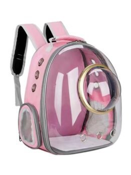 Transparent Gold Ring Pink Pet Cat Backpack 103-45046 petgoodsfactory.com