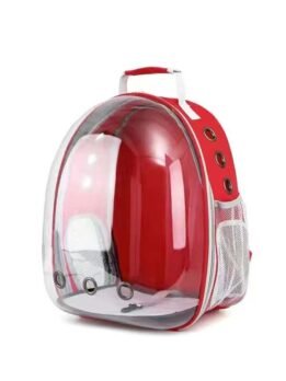 Transparent red pet cat backpack with side opening 103-45052 petgoodsfactory.com