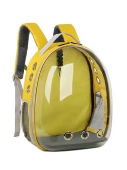 Transparent yellow pet cat backpack with side opening 103-45056 petgoodsfactory.com