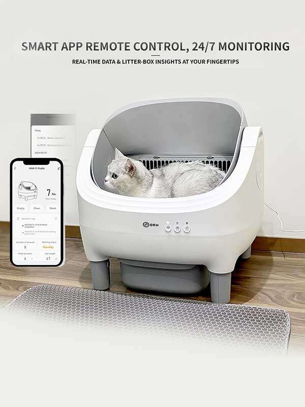 Wholesale New Design Automatic Cat Litter Box APP Control Dual Safety Sensors Self Cleaning Litter Box with Open-Top Design 116-5901 Pet Products Factory, OEM Manufacturer, Supplier, Agent petgoodsfactory.com Smart Cat litter box, Cat Litter Box, Cat Litter Box & Accessories, Cat Litter Box And Accessories