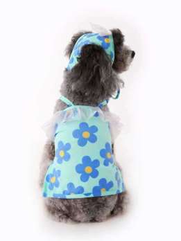 Wholealse Printed swimsuit halter, two-legged swimsuit for cats, pet bikini, teddy dog clothes and hat